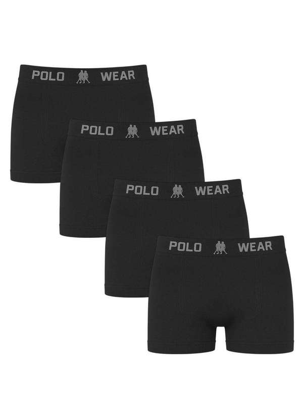 Polo Wear - Kit 4 Cuecas Boxer Polo Wear Basic Infantil Preto