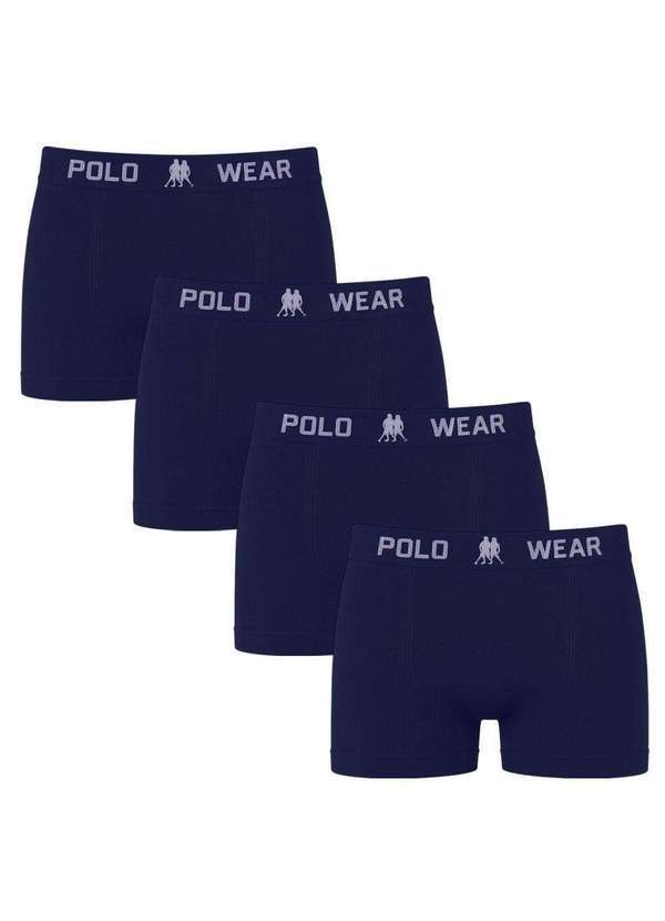 Polo Wear - Kit 4 Cuecas Boxer Polo Wear Basic Infantil Azul