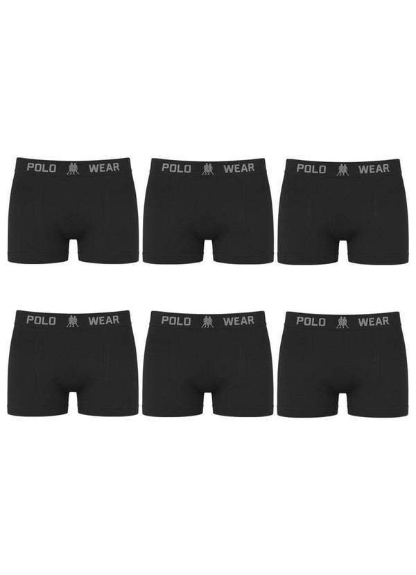 Polo Wear - Kit 6 Cuecas Boxer Polo Wear Basic Infantil Preto