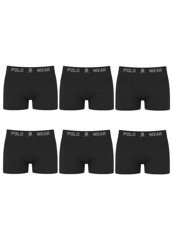 Polo Wear - Kit 6 Cuecas Boxer Polo Wear Basic Infantil Preto