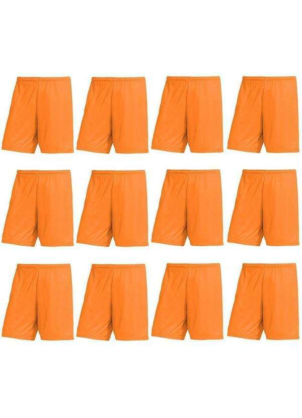 Pmc - Kit Atacado 12 Calções Pmc Futebol Infantil Laranja
