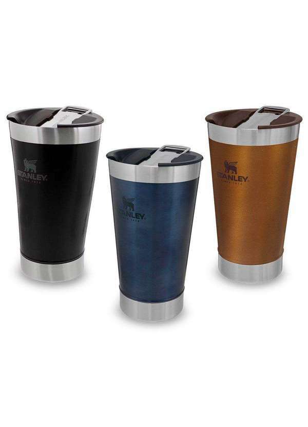 Stanley - Kit 3 Copos Térmicos de Cerveja Stanley com Tampa 473ml Azul