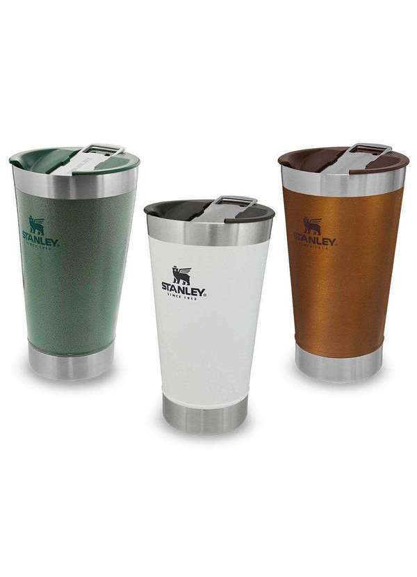 Stanley - Kit 3 Copos Térmicos de Cerveja Stanley com Tampa 473ml Verde
