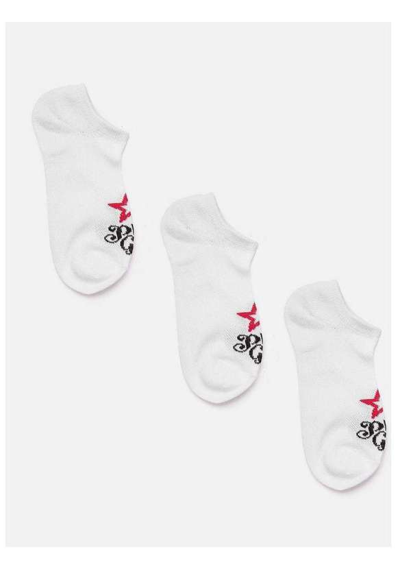 Planet Girls - Kit 3 Meias Femininas Invisíveis Planet Girls Branco Branco