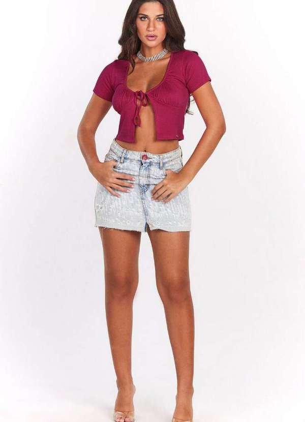 Planet Girls Short Jeans Com Blusa Cropped Riachuelo Cropped