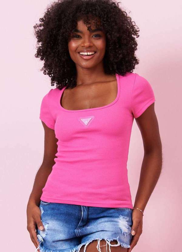 Planet Girls - Blusa Feminina Decote Quadrado e Placa Planet Girls Rosa Claro Rosa Claro