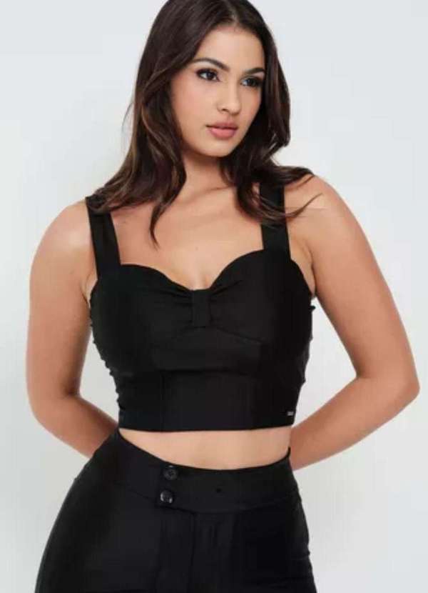 Planet Girls - Blusa Feminina Detalhe Laço Up Glam Planet Girls Preto Preto