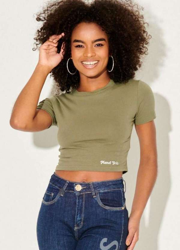 Planet Girls - Camiseta Cropped Feminina Lisa Planet Girls Verde Médio Verde Médio