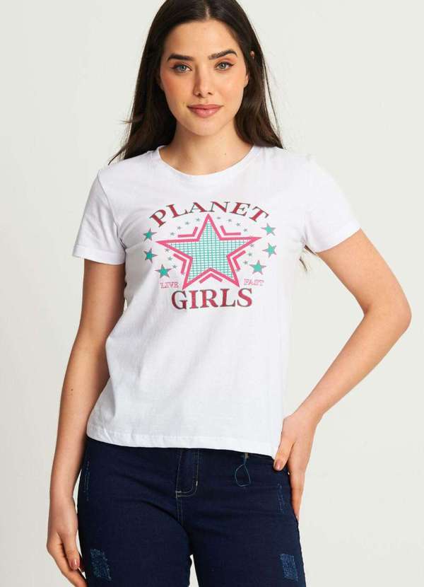Planet Girls - Camiseta Feminina Live Fast Planet Girls Branco Branco