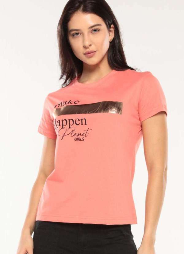Planet Girls - Camiseta Feminina Make Happen Planet Girls Rosa Médio Rosa Medio