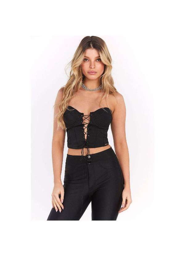Planet Girls - Cropped com Ilhós e Cordão Planet Girls Preto Preto