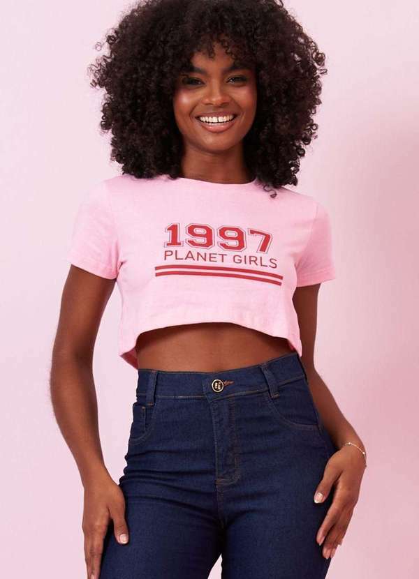 Planet Girls - Cropped Feminino College 1997 Planet Girls Rosa Claro Rosa Claro