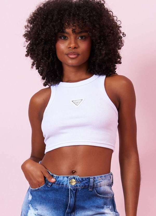 Planet Girls - Cropped Feminino com Aplique Logo Planet Girls Branco Branco