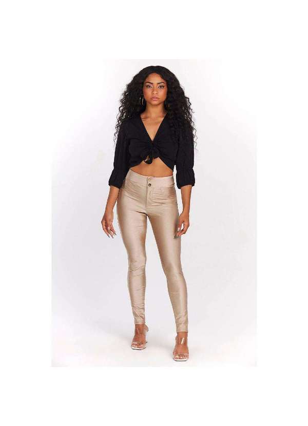 Planet Girls - Cropped Feminino Liso Manga 3/4 Planet Girls Preto Preto