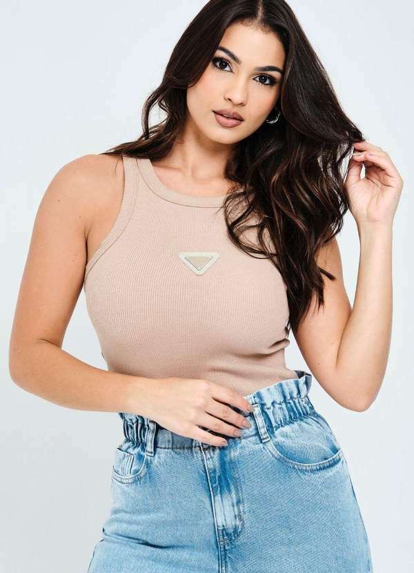 Planet Girls - Regata Feminina com Logo Metalizado Planet Girls Bege Claro Bege Claro
