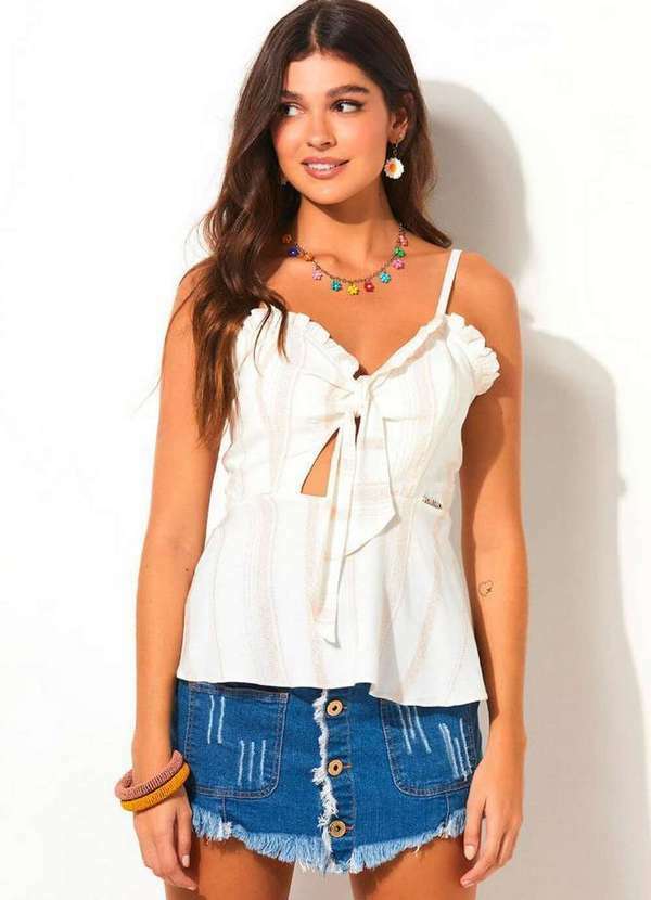 Planet Girls - Regata Feminina Laço com Linhas Planet Girls Branco Branco