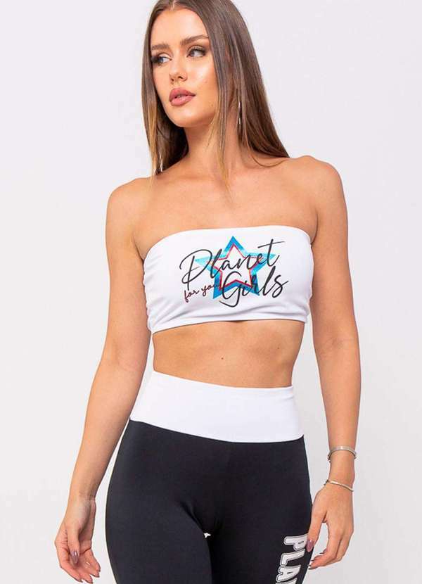 Planet Girls - Top Faixa Malha Estampado Planet Girls Branco Branco