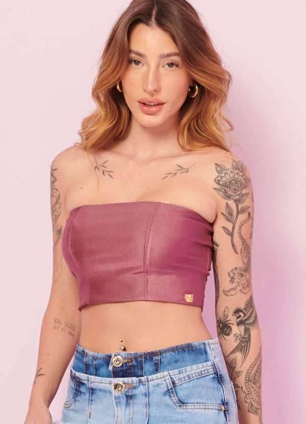 Planet Girls - Top Faixa Up Glam Decote Reto Planet Girls Rosa Médio Rosa Medio