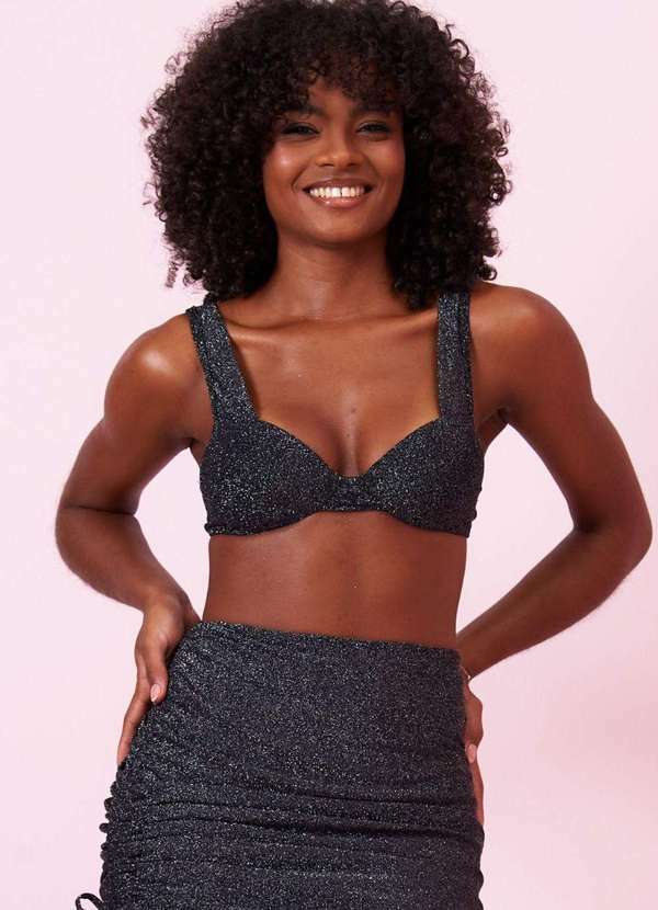 Planet Girls - Top Feminino com Bojo e Tule Planet Girls Preto Preto