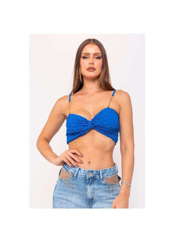 Planet Girls - Top Malha Franzido Detalhe Corrente Planet Girls Azul Escuro Azul Escuro