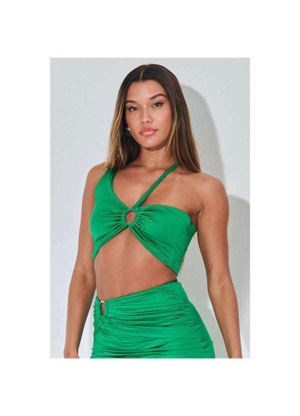 Planet Girls - Top Up Glam Alça Fina Detalhe Argola Planet Girls Verde Médio Verde Médio
