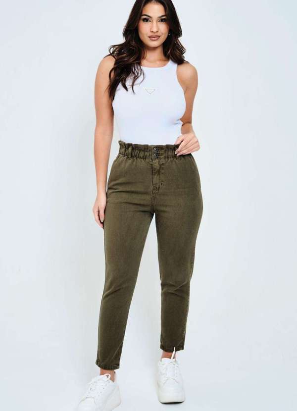 Planet Girls - Calça Sarja Feminina Clochard Planet Girls Verde Escuro Verde Escuro