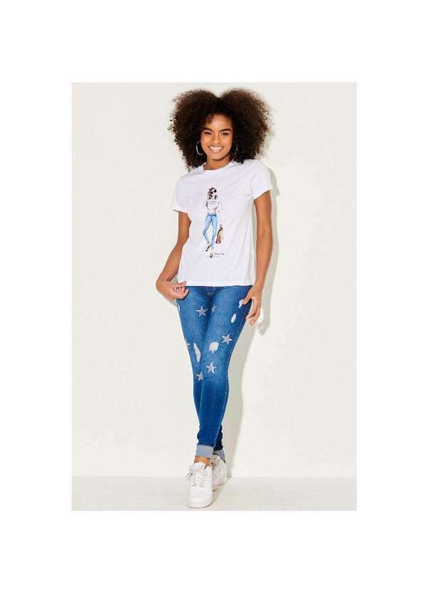 Planet Girls - Calça Jeans Feminina Skinny Puído Planet Girls Jeans Escuro Jeans Escuro