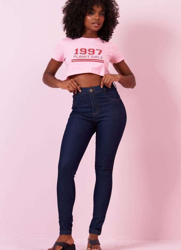 Planet Girls - Calça Jeans Feminina Skinny Clássica Planet Girls Jeans Escuro Jeans Escuro