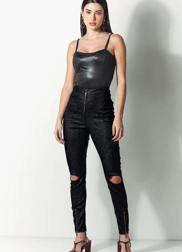 Planet Girls - Calça Feminina Skinny com Abertura no Joelho Planet Girls Preto Preto