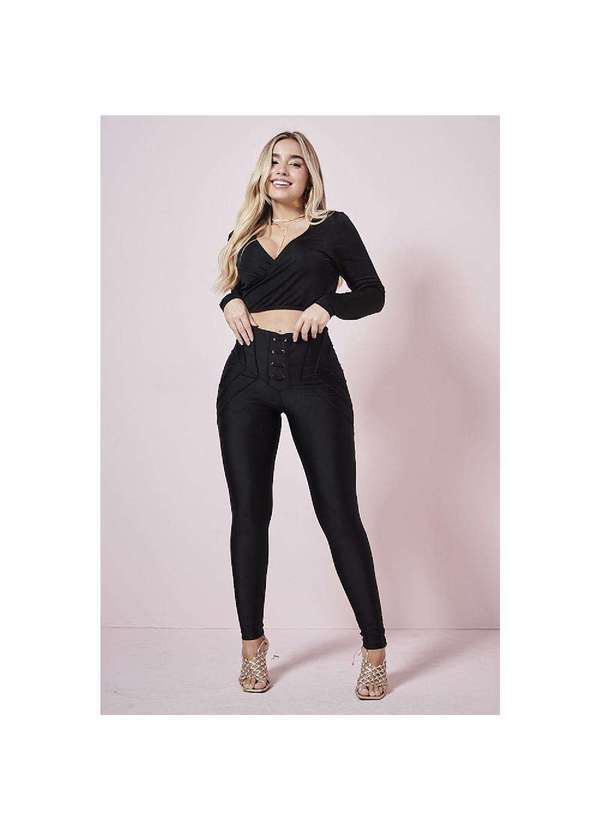 Planet Girls - Calça Feminina Up Glam Ilhós Planet Girls Preto Preto
