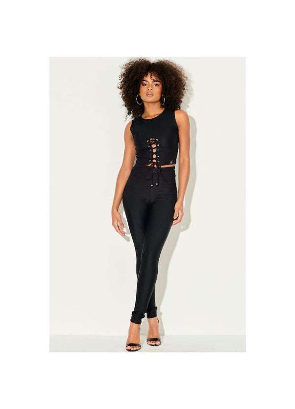 Planet Girls - Calça Feminina Up Glam Zíper Redondo Planet Girls Preto Preto