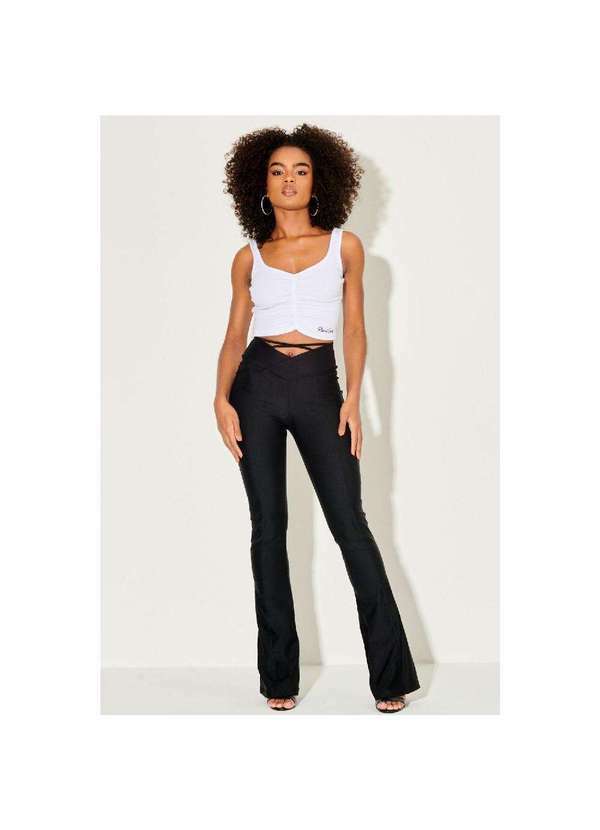 Planet Girls - Calça Feminina Flare Amarração Cós Planet Girls Preto Preto