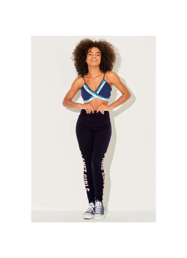 Planet Girls - Calça Legging Estampa na Lateral Planet Girls Preto Preto