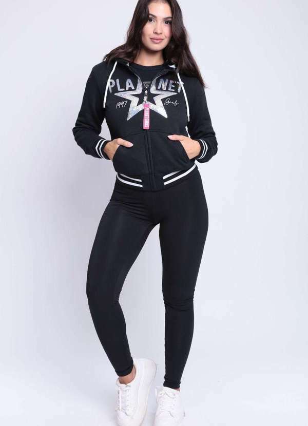 Planet Girls - Calça Feminina Fashion Fitness Planet Girls Preto Preto