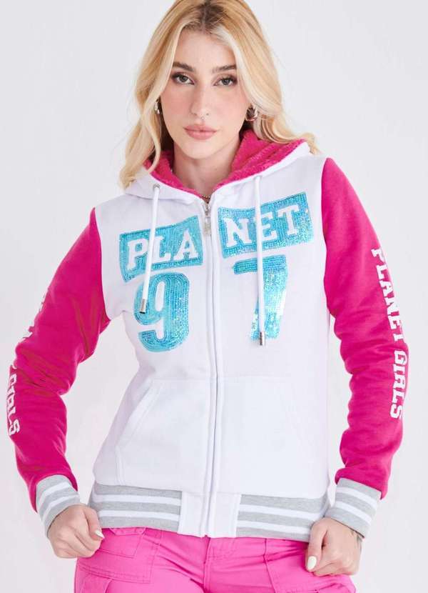 Planet Girls - Moletom Feminino Dupla Face 97 Planet Girls Branco Branco