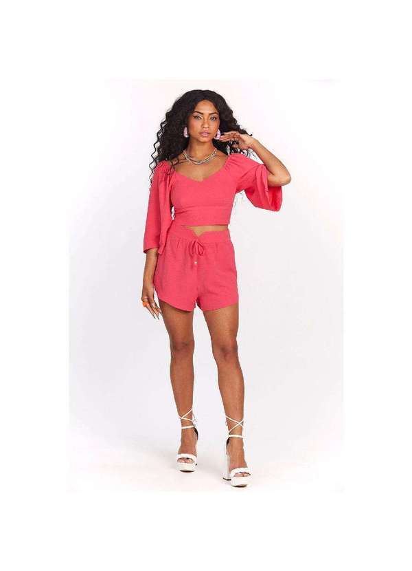 Planet Girls - Short Feminino Crepe Ajuste Cós Planet Girls Rosa Médio Rosa Médio