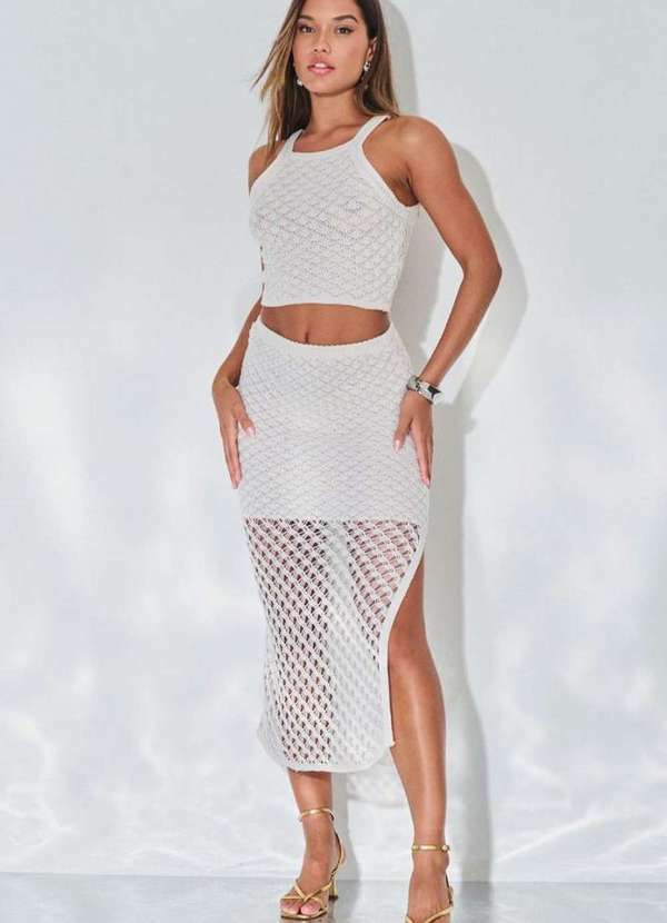 Planet Girls - Conjunto Feminino Tricot Cropped e Saia Planet Girls Off White Off White