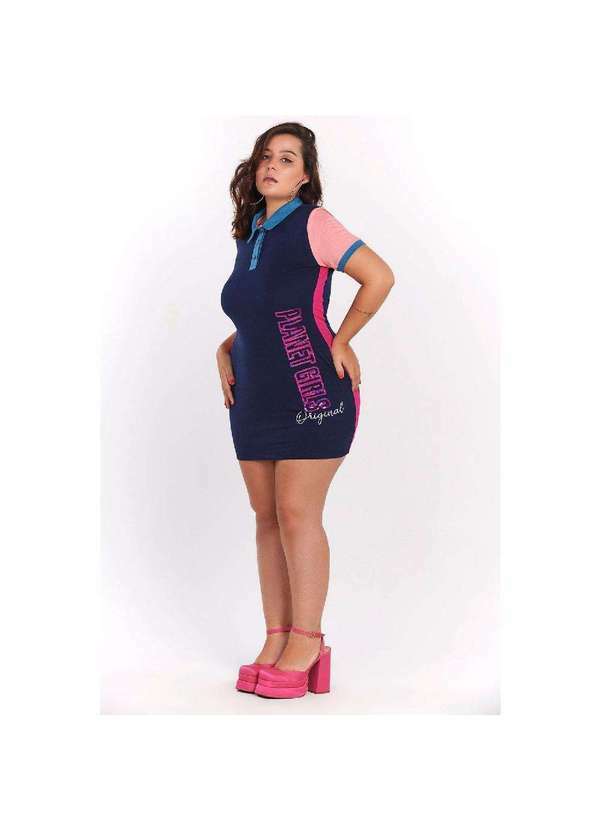 Planet Girls - Vestido Curto Piquet Logo Bordado Planet Girls Azul Escuro Azul Escuro