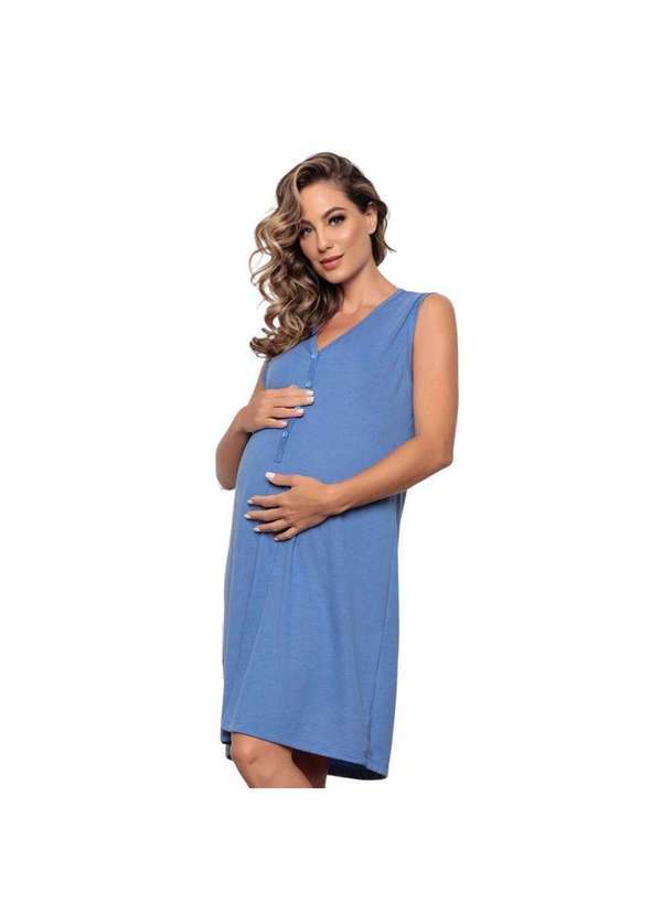 Luna Cuore - Camisola Gestante Midi com Abertura em Botoes Luna Cuore Azul