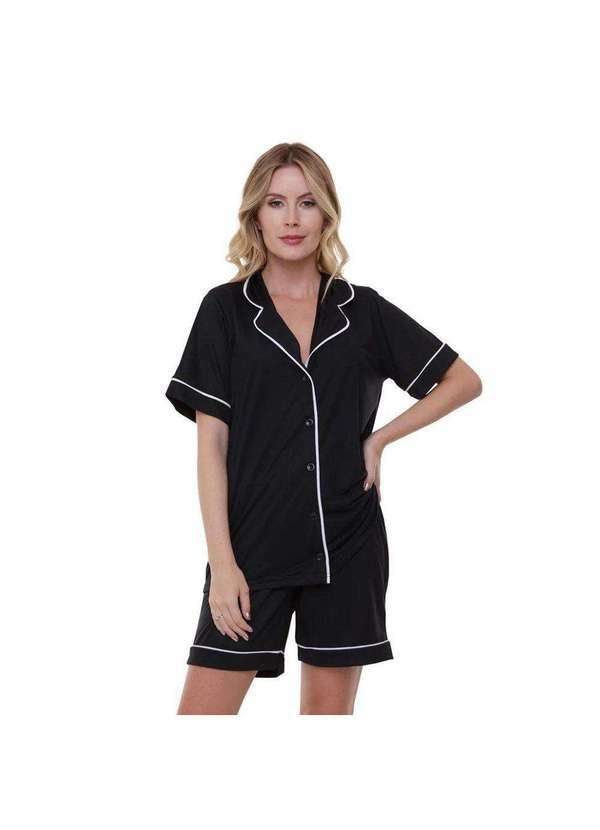 Luna Cuore - Pijama Americano Feminino Liso Luna Cuore Preto