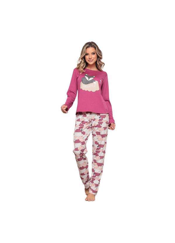 Luna Cuore - Pijama Longo Feminino Raposa Nuvem Rosa