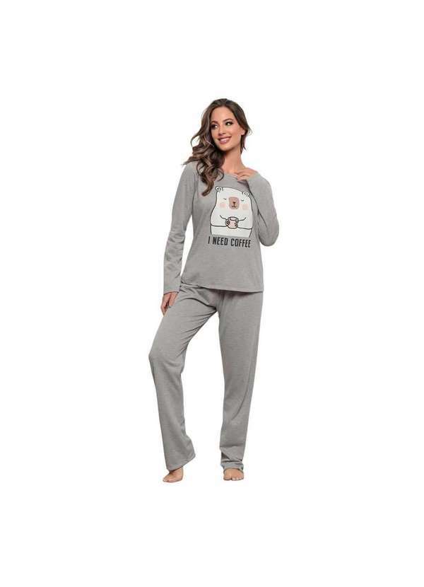 Luna Cuore - Pijama Moletinho Feminino Coffee Cinza