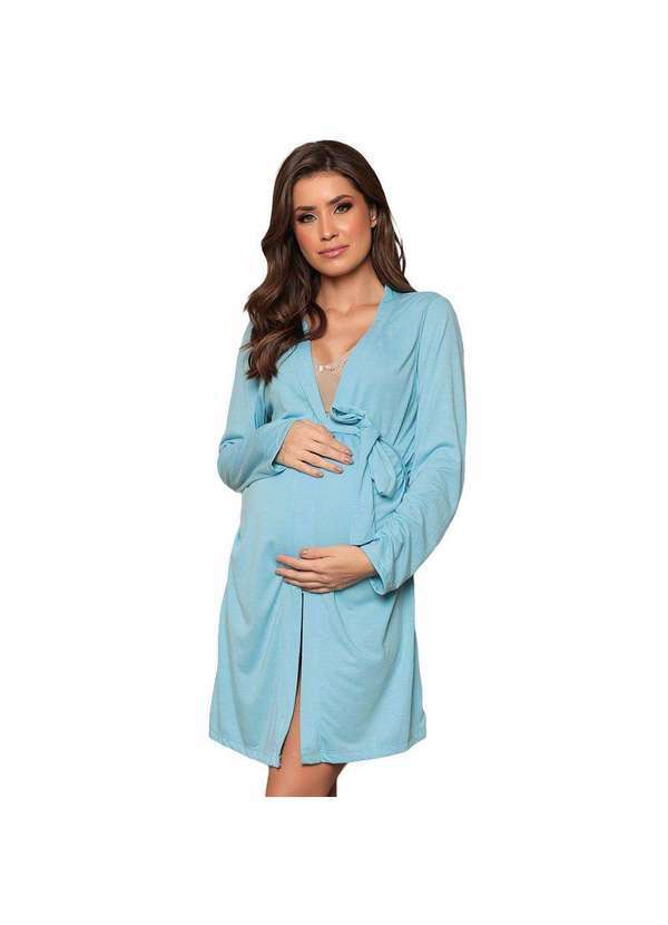 Luna Cuore - Robe Feminino Manga Longa Gestante Luna Cuore Azul