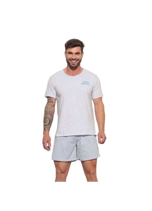 Luna Cuore - Pijama Masculino Algodao Listras Cinza