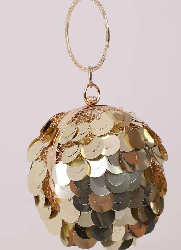 Labrava - Clutch Esfera de Metal Vazado com Paete Labrava Amarelo