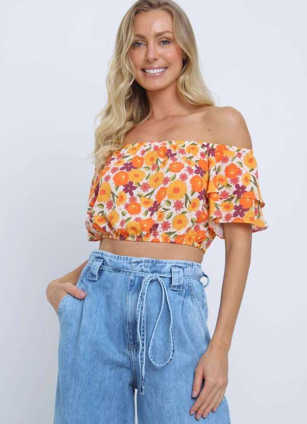 Pequia - Blusa Babados Chiquita Bacana Pequia Laranja