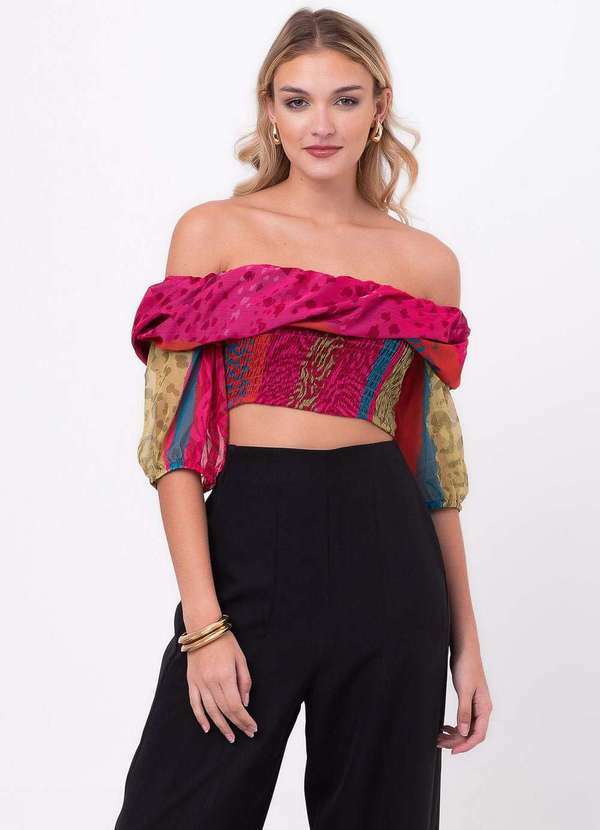 Pequia - Blusa Ciganinha Savana Neon Pequia Rosa