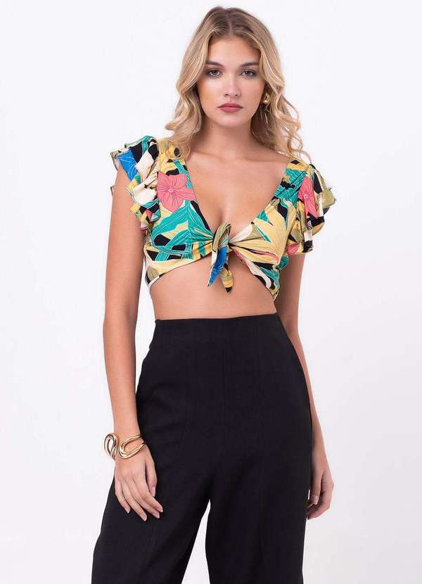Pequia - Blusa Cropped Amarracao Lirio da Noite Pequia Multicores