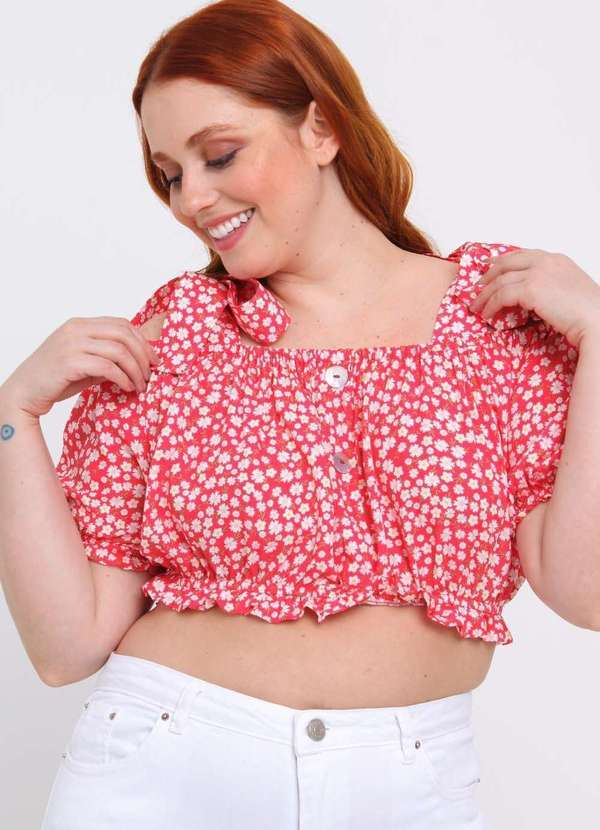 Pequia - Blusa Cropped Carlota Pequia Vermelho