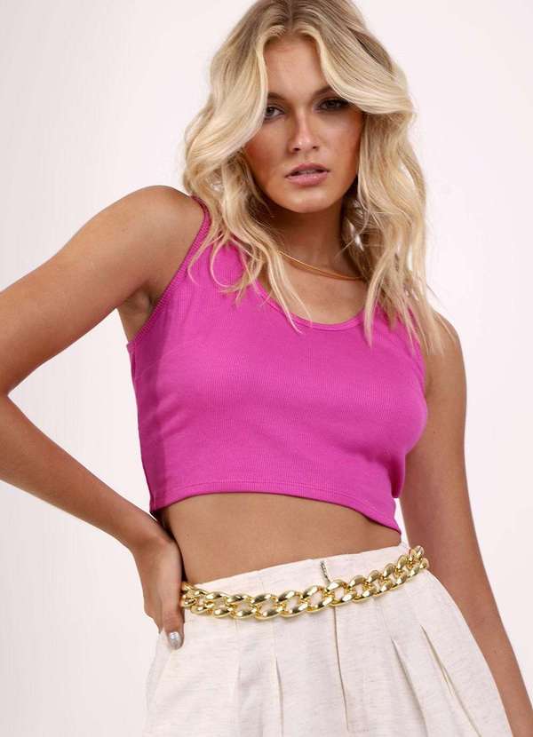 Pequia - Blusa Cropped Malha Regata Rosa Pequia Rosa 1